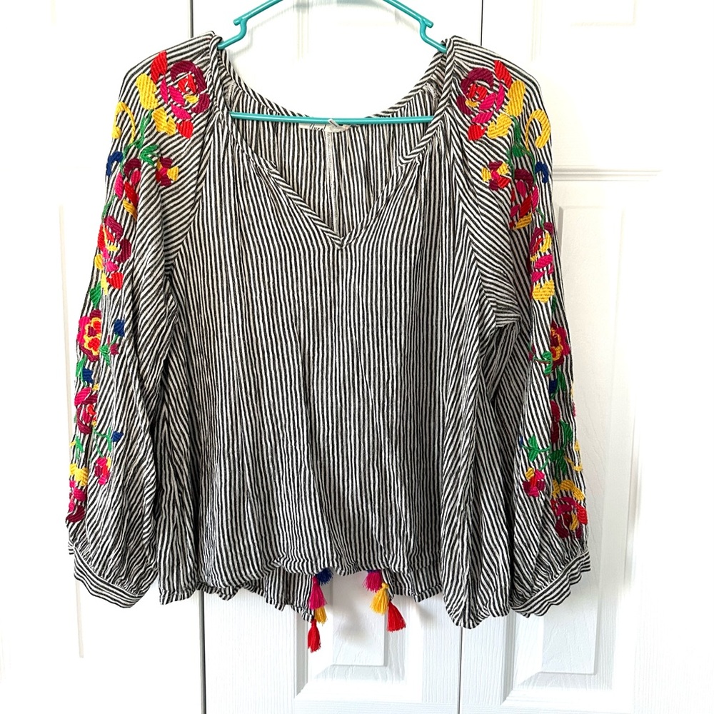 Anthropologie Floreat Embroidery Top Sz Med - Picture 2 of 11